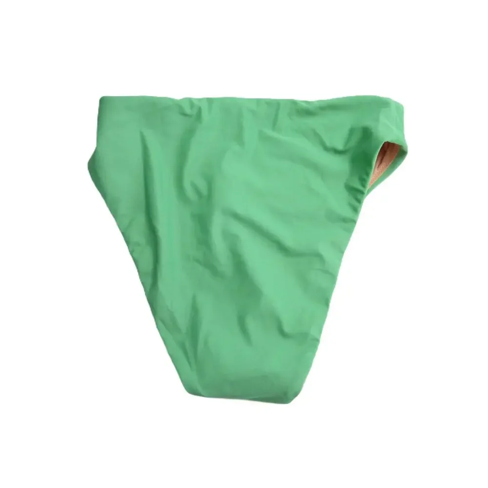 NWT J. Crew Women’s High Rise High Cut Leg Bikini Bottom Green Size S